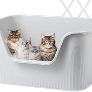 Vealind Extra Large Cat Litter Box 31''×21''×16'', Jumbo Litter Box for Big Cats or Multiple Cats, High Sided Litter Pan, Leak-Proof & Anti-Splashing, Easy Clean & Durable (Grey)
