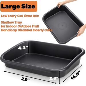 Alternative view of Tlence 3 Pack Low Entry Cat Litter Box, 23" Open Top Pet Litter Pan for Kitten, Extra Large Senior Cat Travel Toilet, Shallow Potty Tray Boxes for Indoor Outdoor Frail Handicap Disabled Elderly Cats